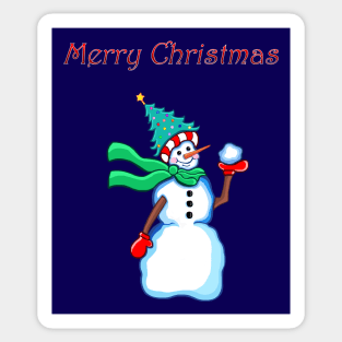 Merry Christmas Snowman Sticker